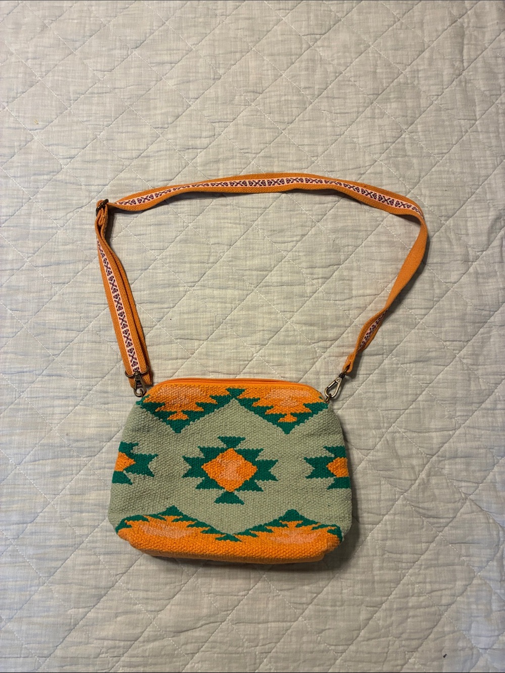 Artisan Orange & Green Southwestern Crossbody Bag